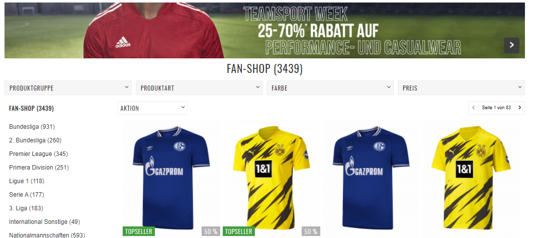 Fußball Fanshop 11teamsports